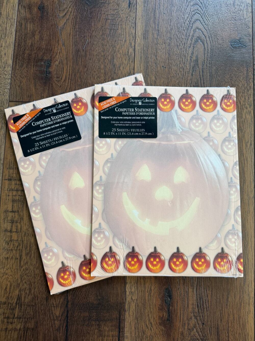 Vintage American Greetings Halloween Pumpkin Stationery Deadstock Lot of 2